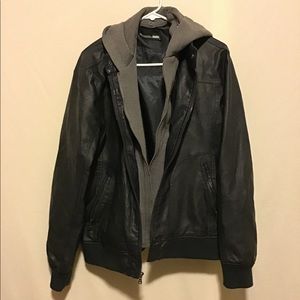 Foreign exchange navy blue faux leather jacket